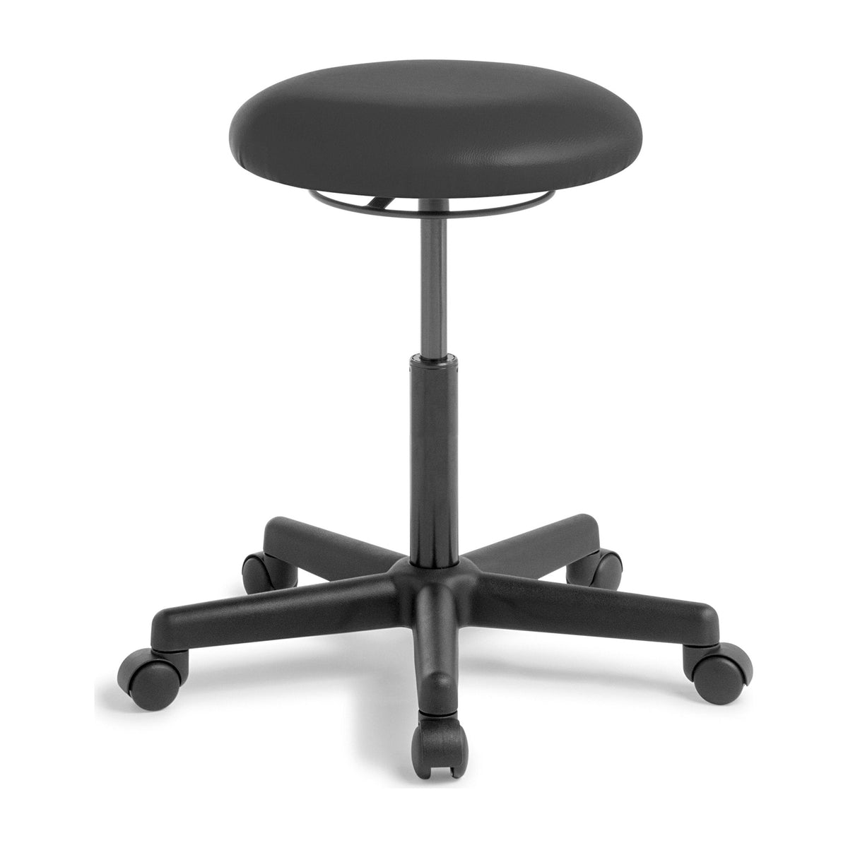 Button Stool with MidLift in Black Vinyl