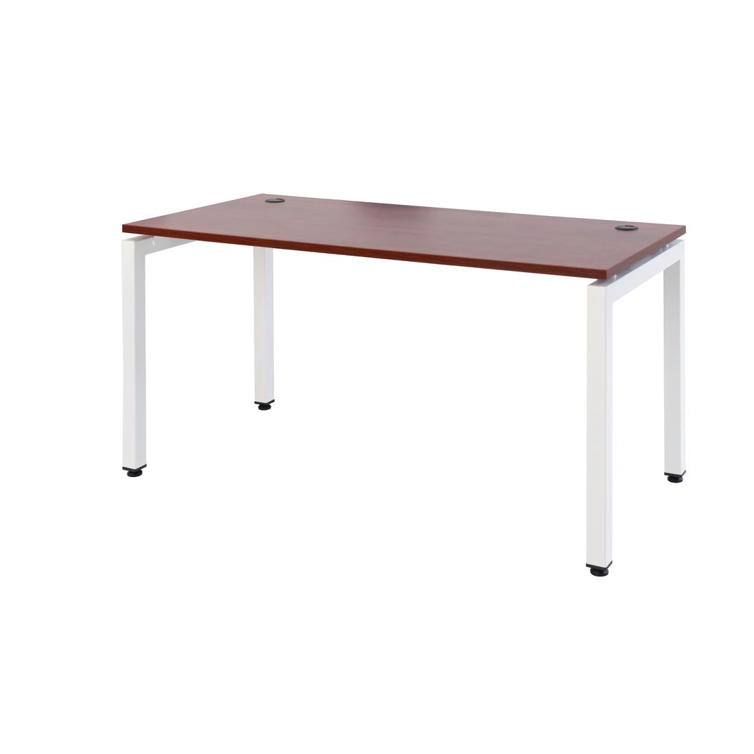 ultimo standard metal leg office desk cherry top white frame