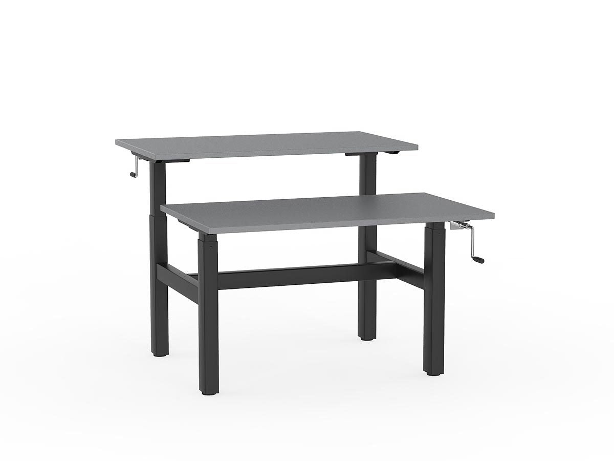 double sided manual height adjustable standing desk