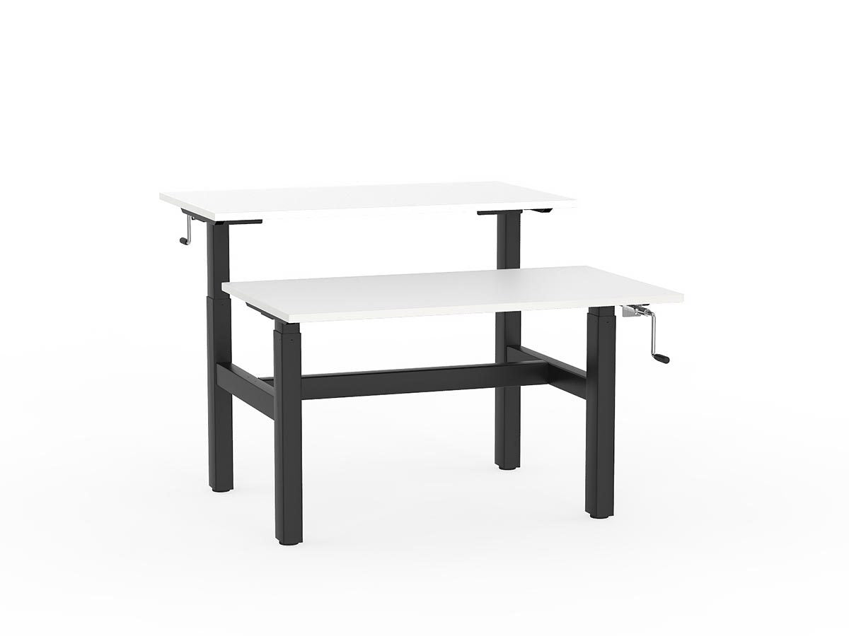 double sided manual height adjustable standing desk