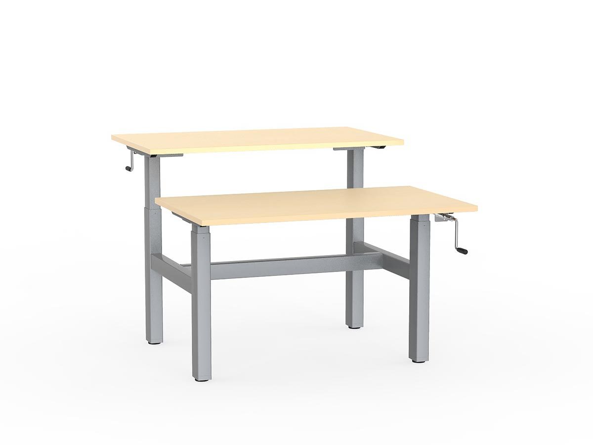 double sided manual height adjustable standing desk