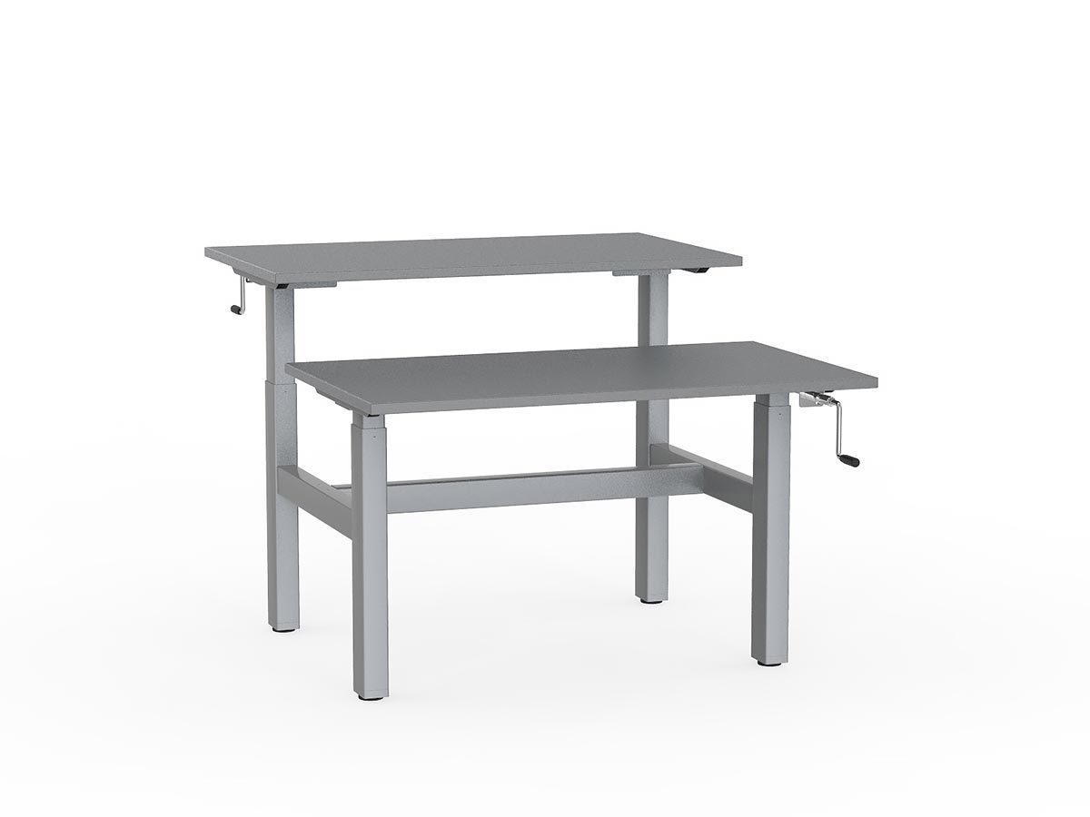 double sided manual height adjustable standing desk