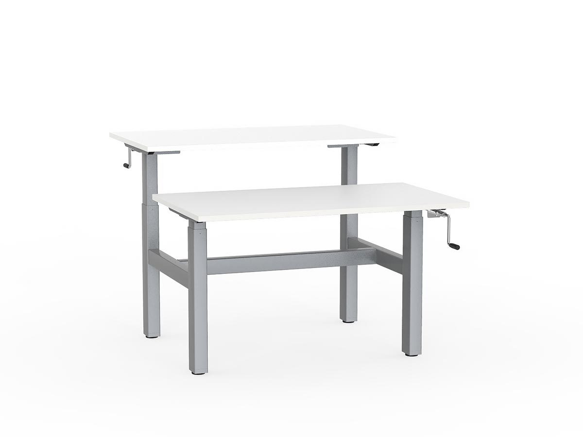 double sided manual height adjustable standing desk