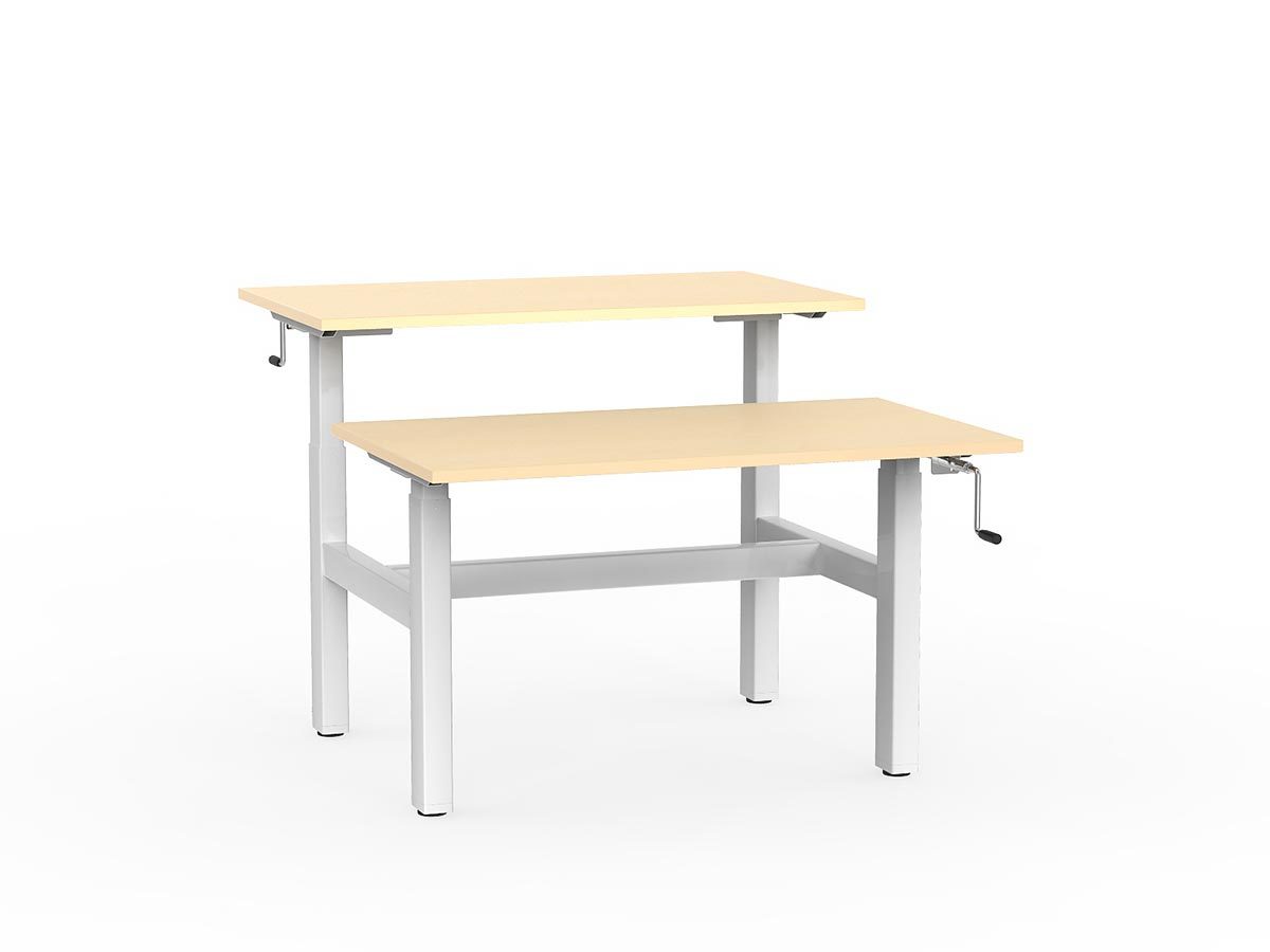 double sided manual height adjustable standing desk