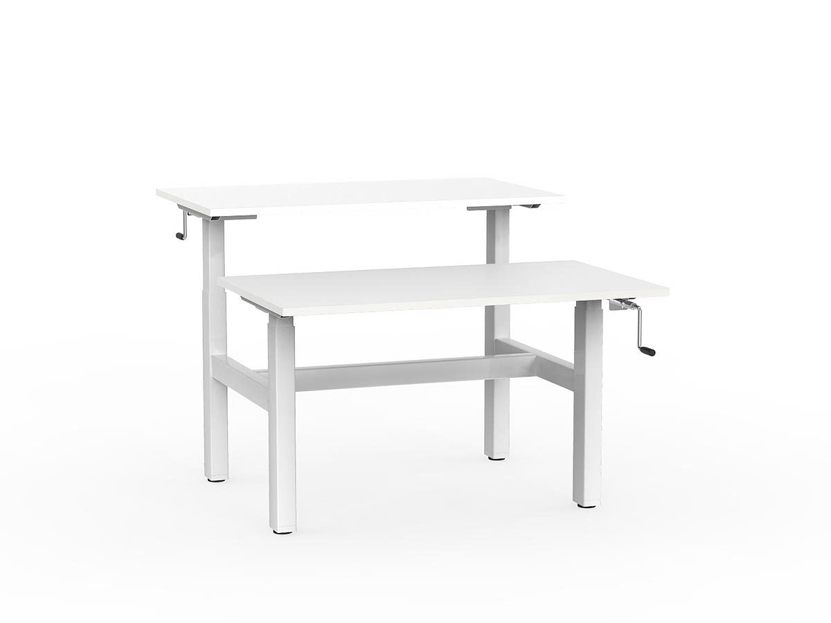double sided manual height adjustable standing desk