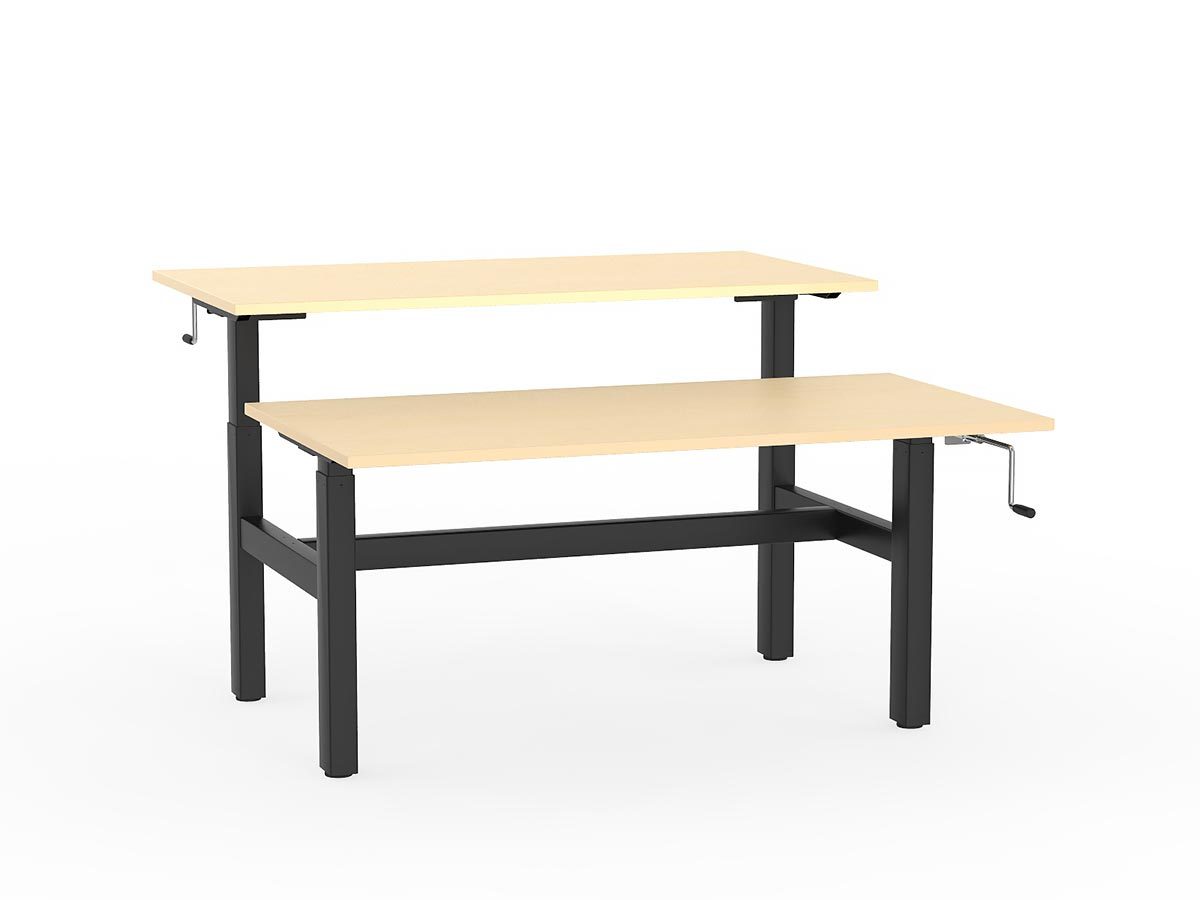 double sided manual height adjustable standing desk