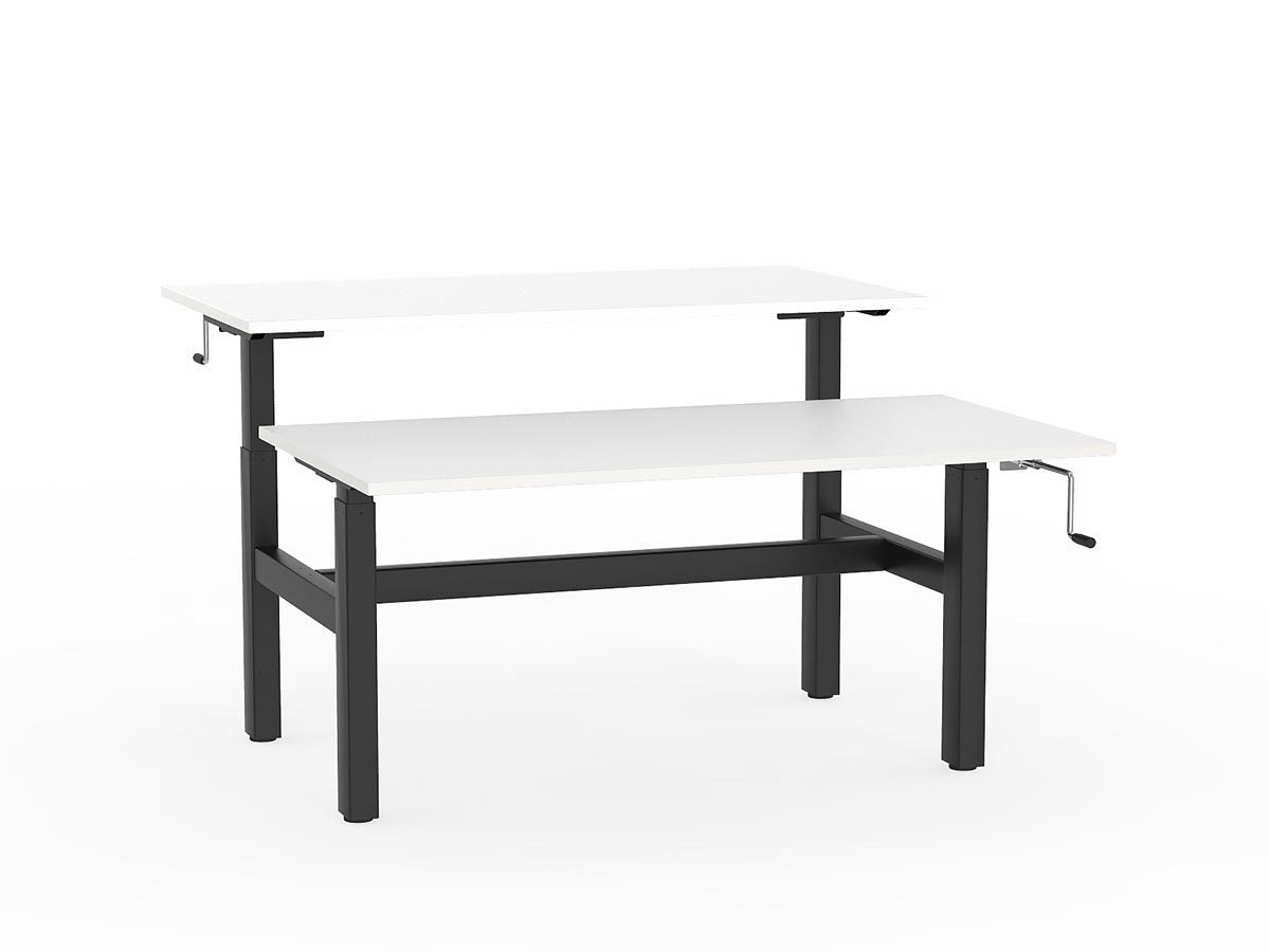 double sided manual height adjustable standing desk