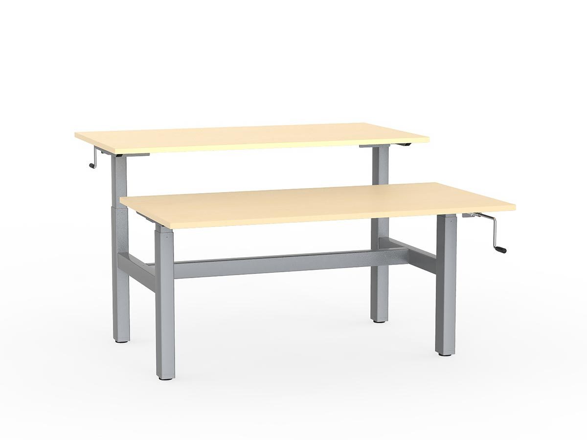 double sided manual height adjustable standing desk