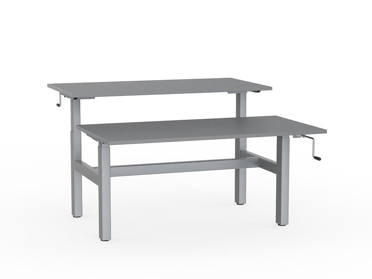 double sided manual height adjustable standing desk