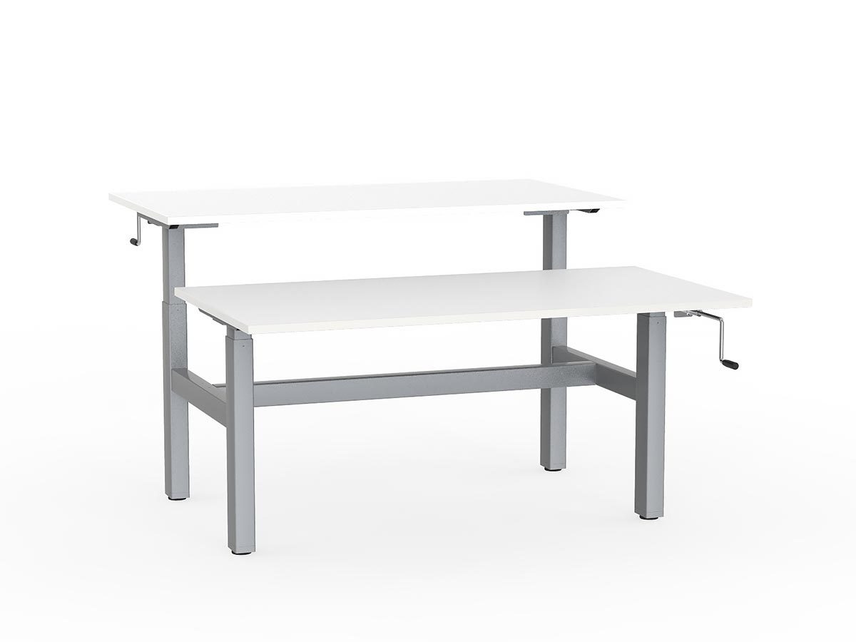 double sided manual height adjustable standing desk