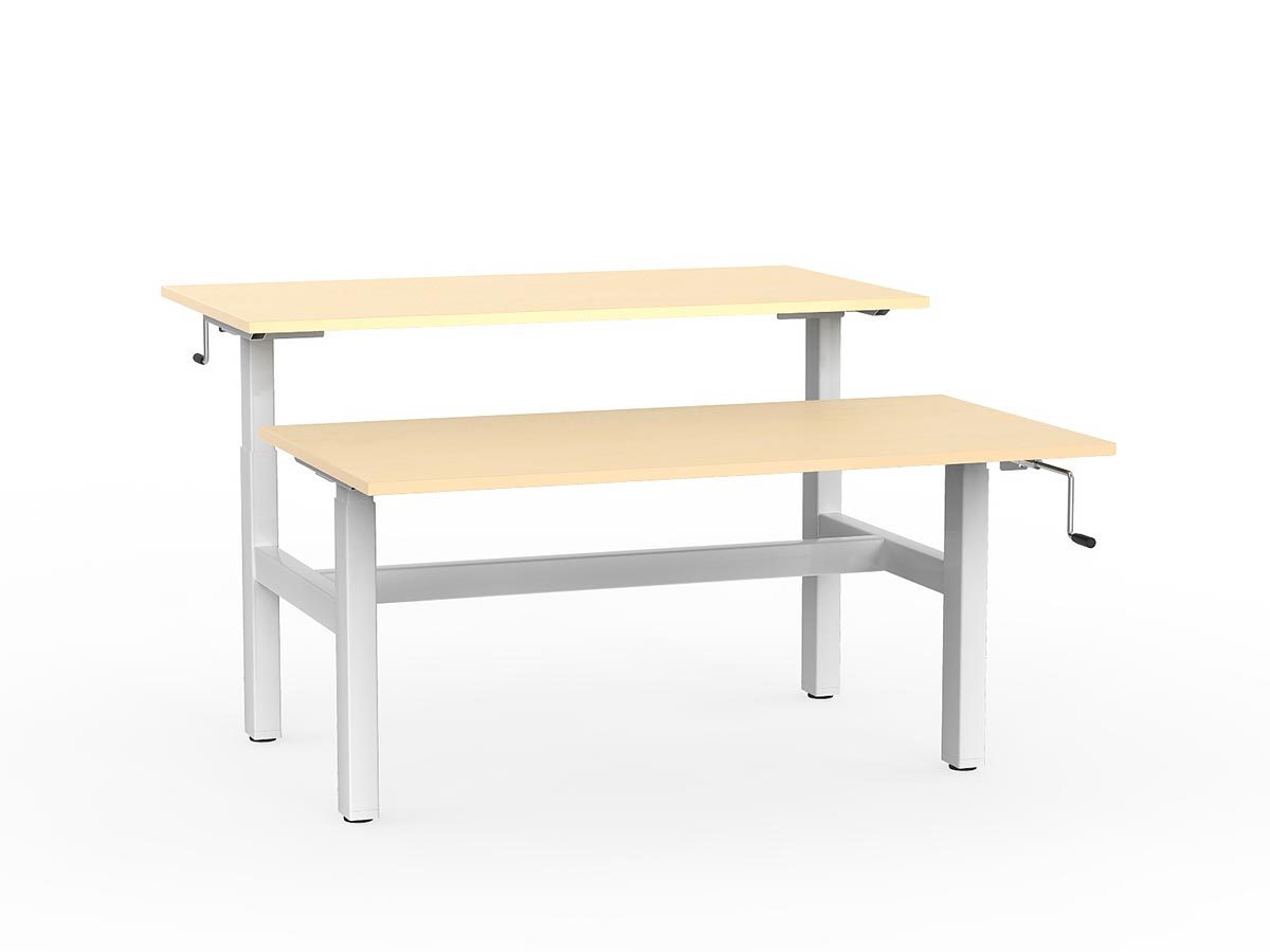 double sided manual height adjustable standing desk