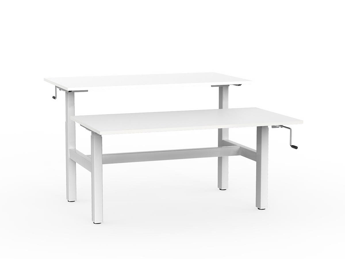 double sided manual height adjustable standing desk
