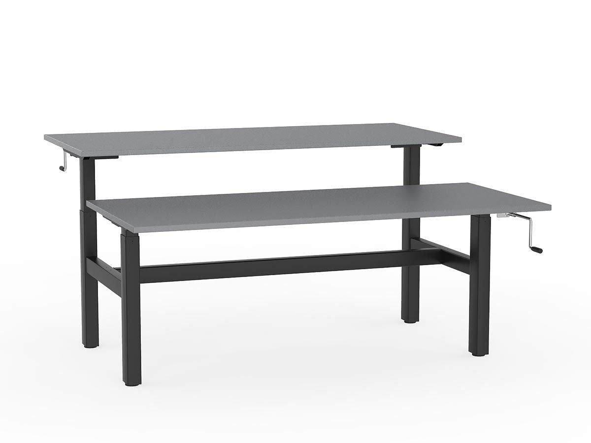 double sided manual height adjustable standing desk