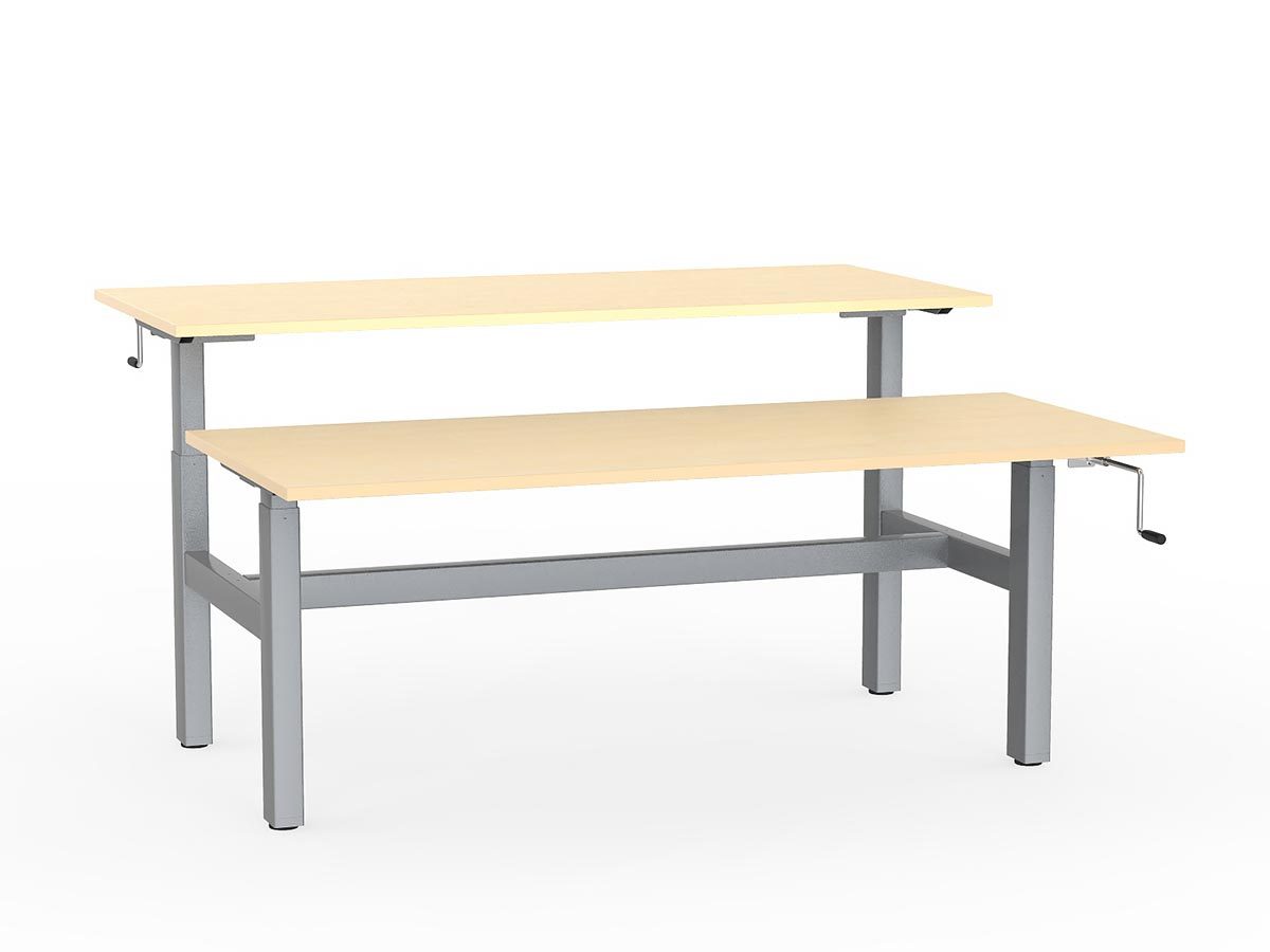 double sided manual height adjustable standing desk