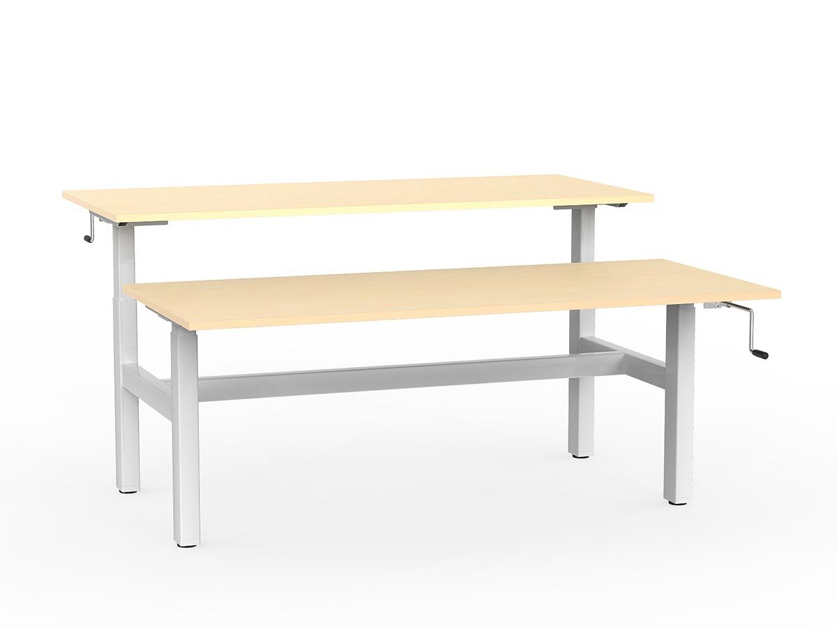 double sided manual height adjustable standing desk