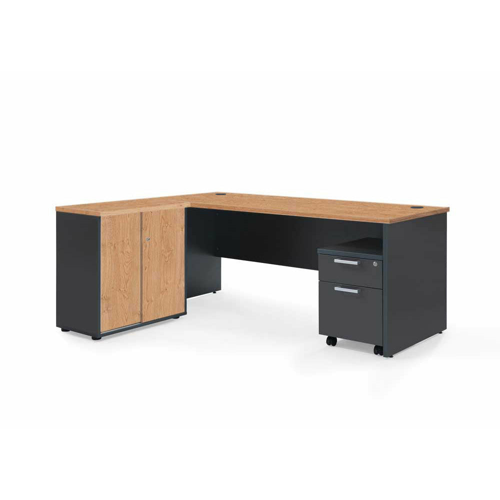 office desk and storage system English Oak