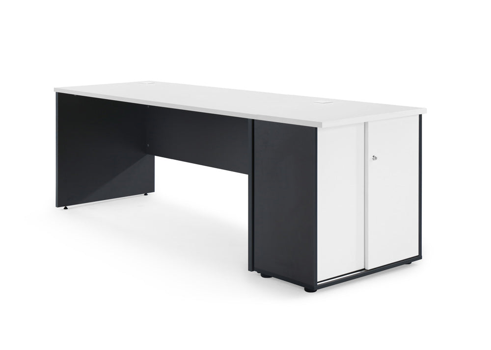 Milan Cupboard White/Dark Grey