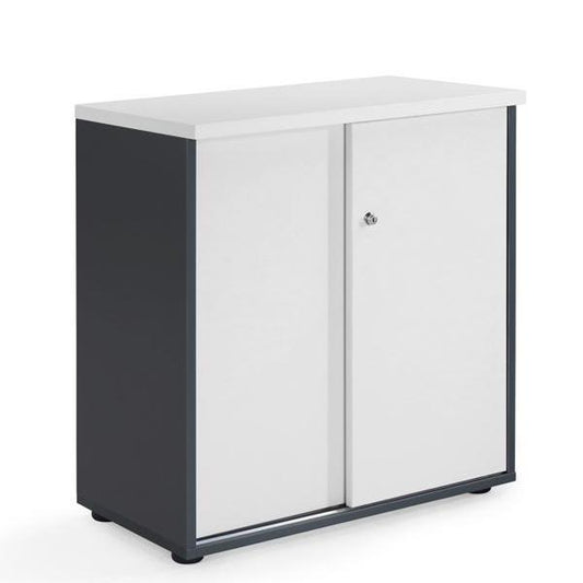 Office Cupboard White and Grey