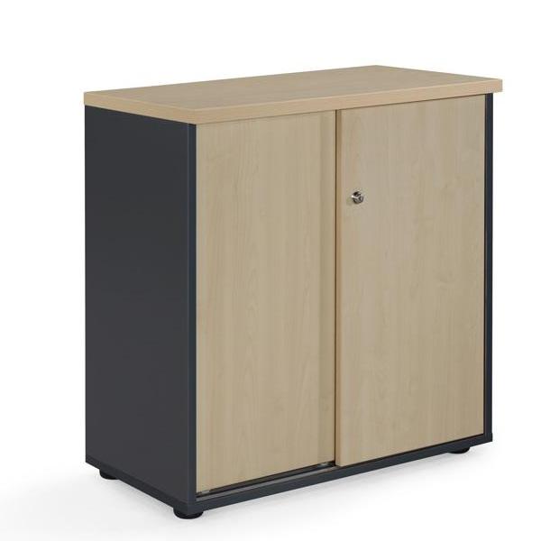 Office Cupboard Maple and Grey