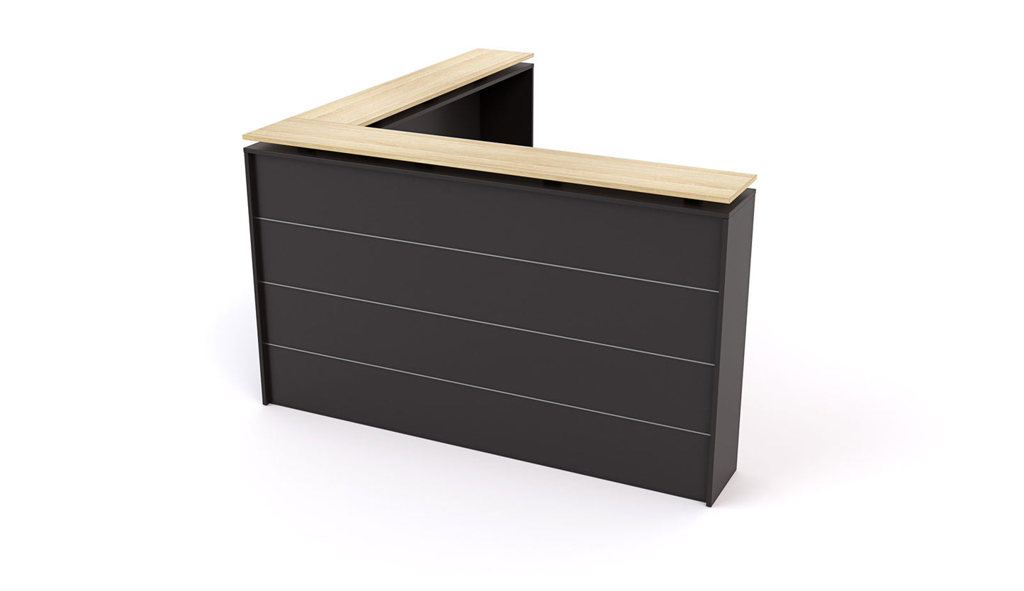 Reception desk Black with Atlantic Oak Wood Grain