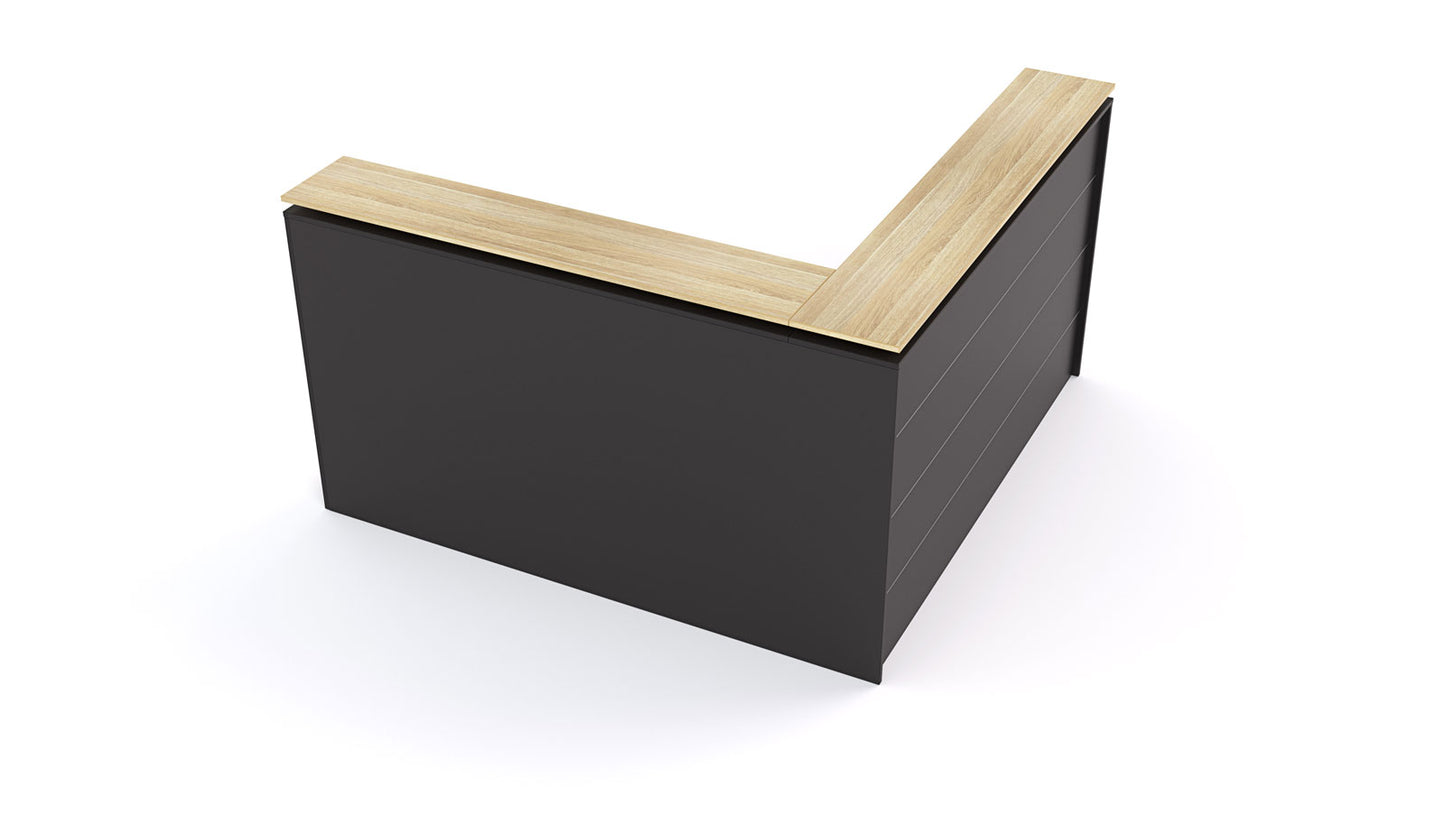 Reception desk Black with Atlantic Oak Wood Grain