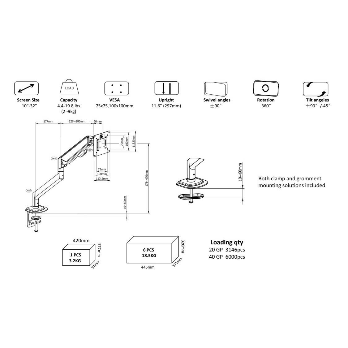 Evolve Counter Balance Single Screen Monitor Arm