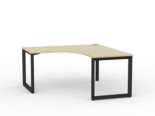 Metal Leg Office Desk Fixed Height Workstation Atlantic Oak Desktop And Black Leg