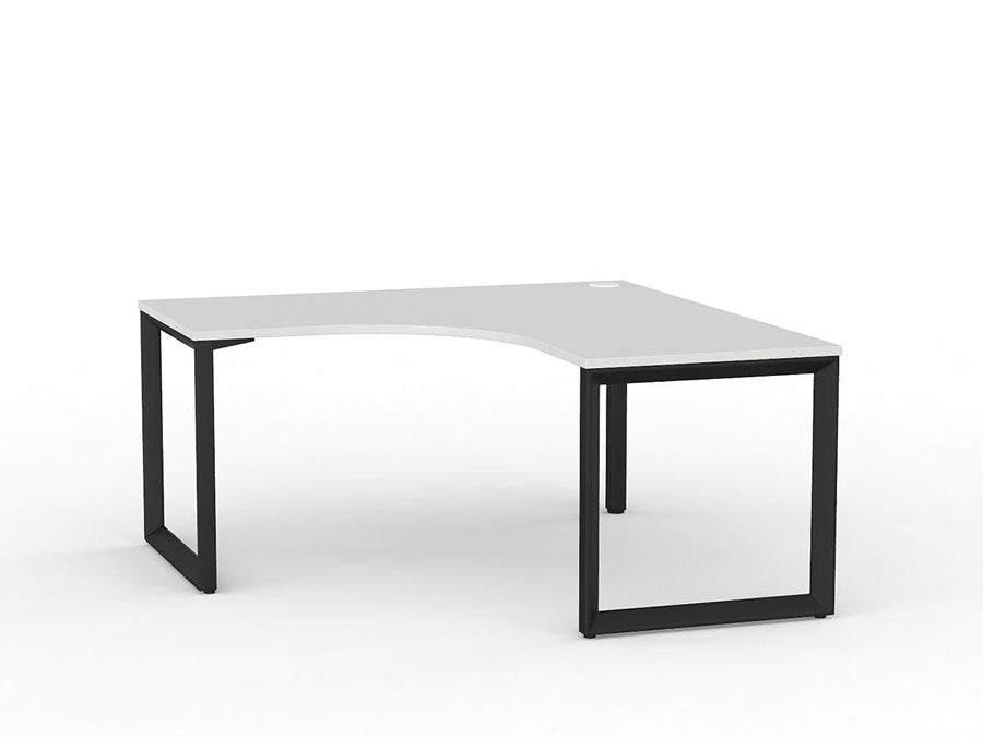 Metal Leg Office Desk Fixed Height Workstation Dark Oak Desktop And Black Leg