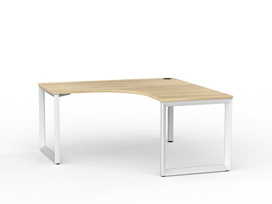 Metal Leg Office Desk Fixed Height Workstation White Desktop And White Leg