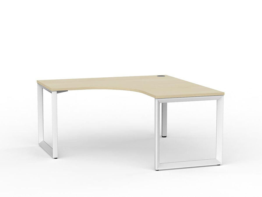Metal Leg Office Desk Fixed Height Workstation Silver Desktop And White Leg