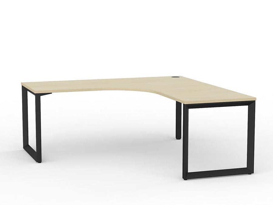 Metal Leg Office Desk Fixed Height Workstation Atlantic Oak Desktop And Black Leg