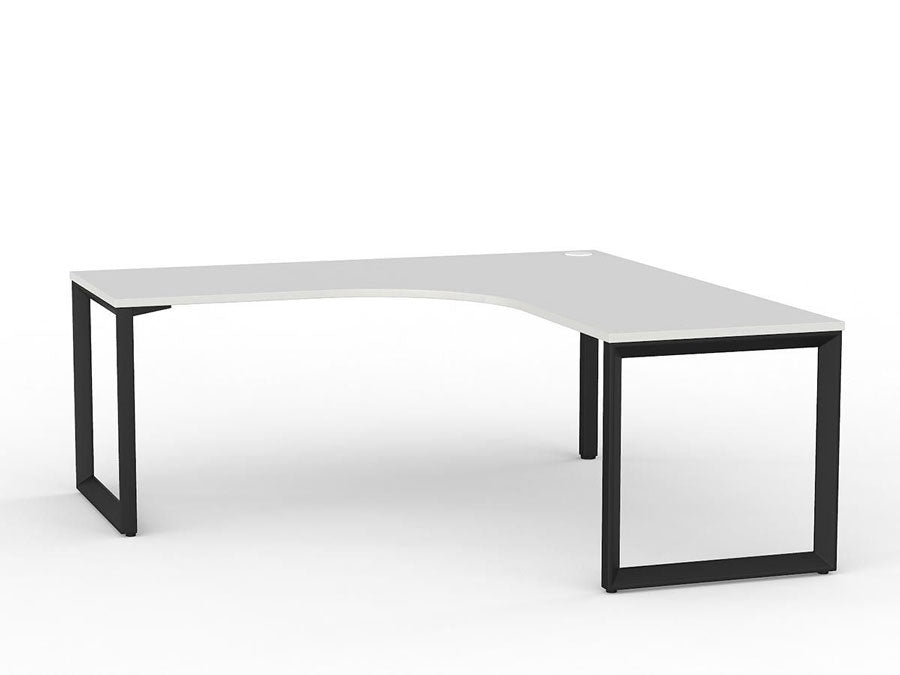 Metal Leg Office Desk Fixed Height Workstation Dark Oak Desktop And Black Leg