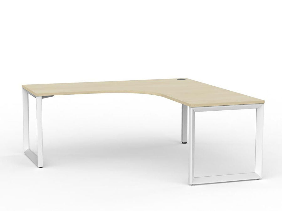 Metal Leg Office Desk Fixed Height Workstation Silver Desktop And White Leg