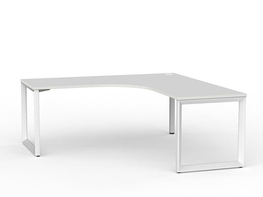 Metal Leg Office Desk Fixed Height Workstation Nordic Maple Desktop And White Leg