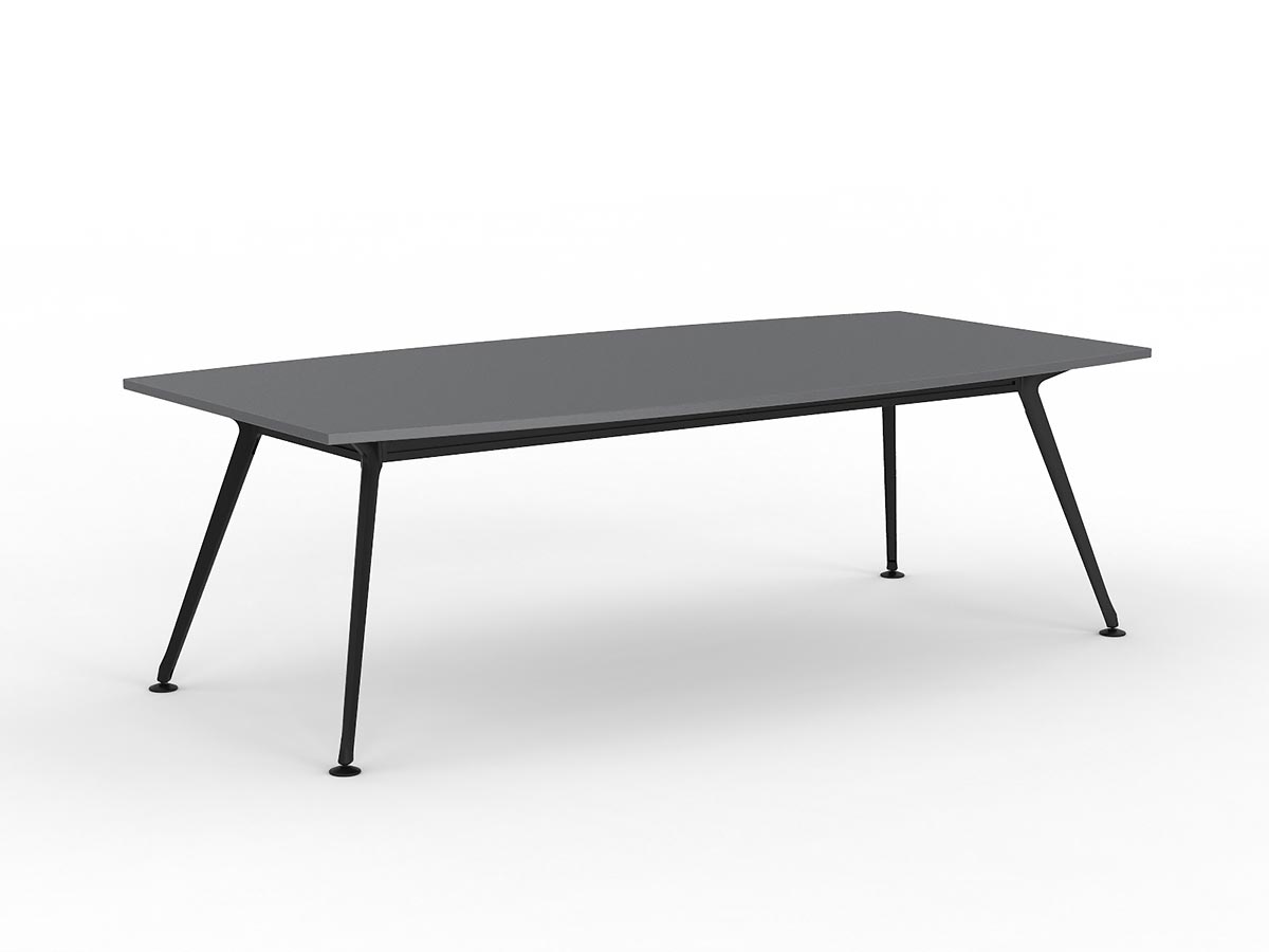 Team 2400 x 1200 Boardroom Table Silver Top Black Legs