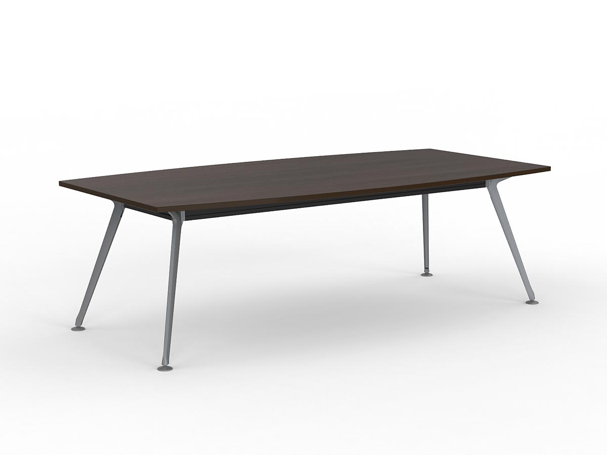 Team 2400 x 1200 Boardroom Table Dark Oak Top Silver Legs