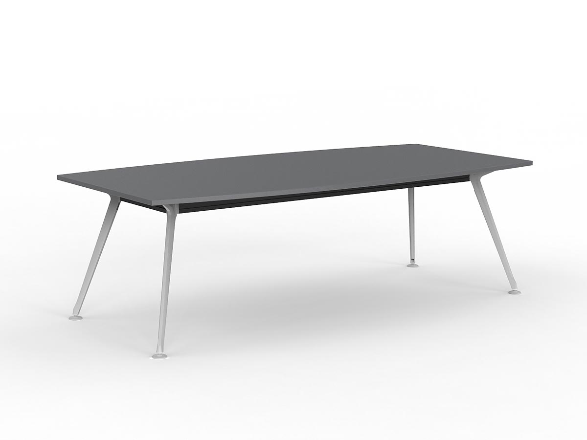 Team 2400 x 1200 Boardroom Table Silver Top White Legs