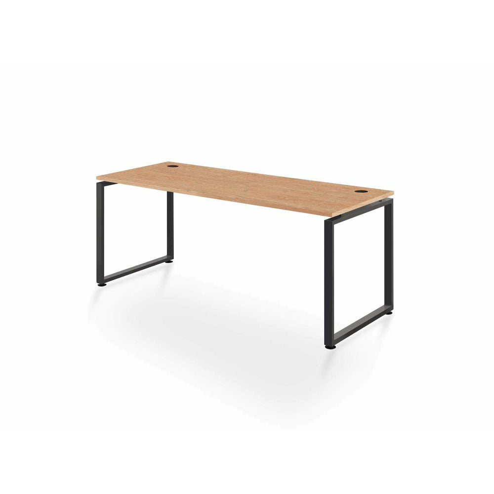 Ultimo Metal Framed Desk English Oak Desktop Black Legs