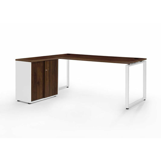 Ultimo Desk And Storage Combo Dark Oak Closed Metal Leg