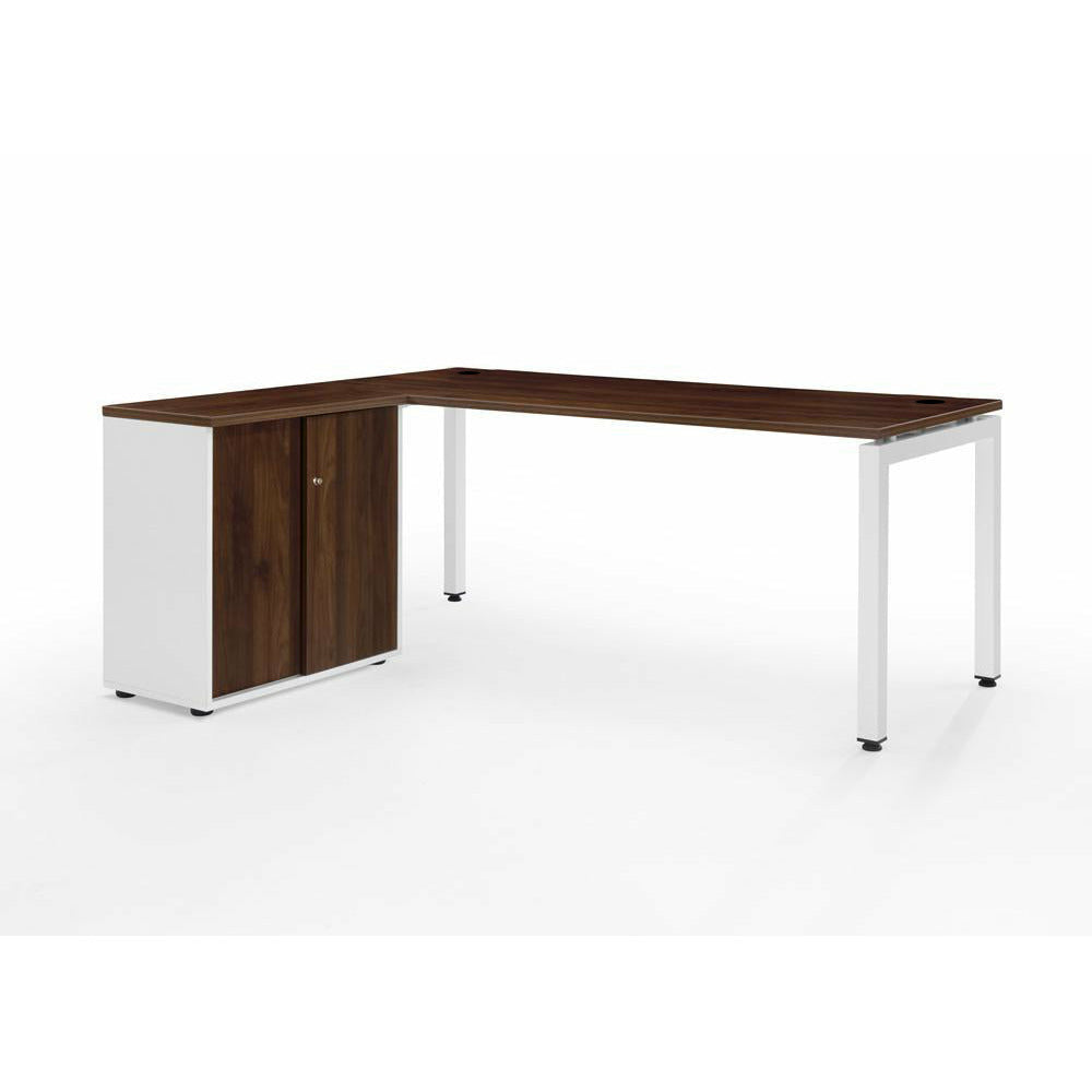 Ultimo Desk And Storage Combo Dark Oak Standard Metal Leg