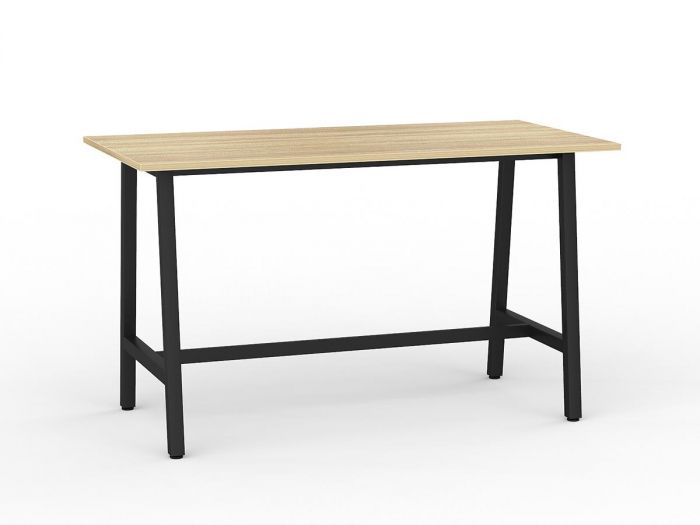 Bar Leaner Black Metal Frame Wood Grain Top