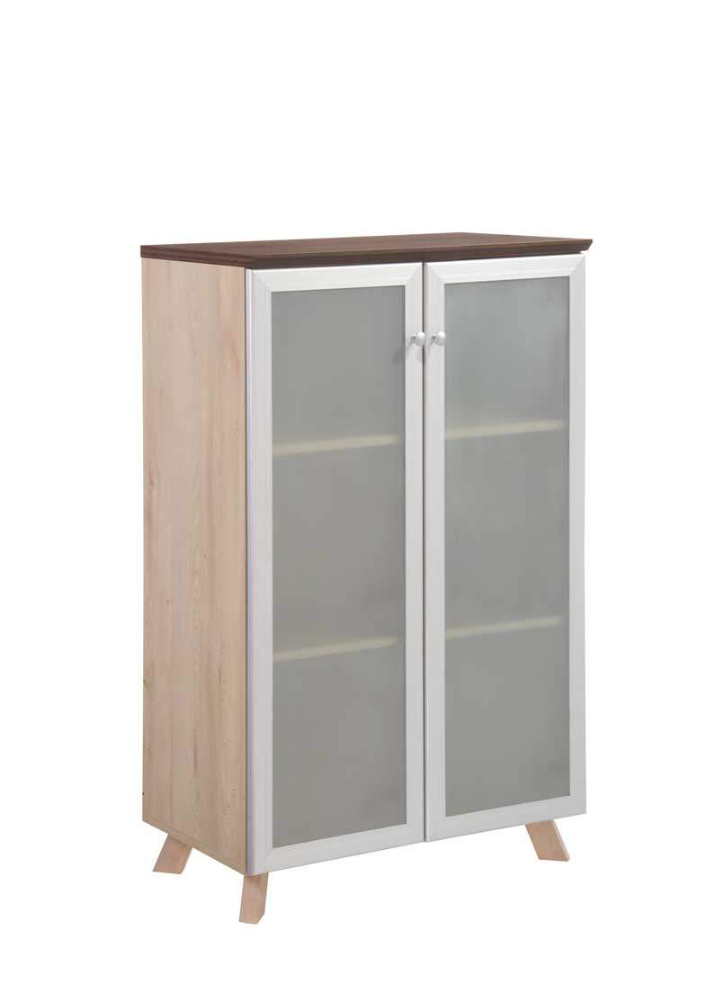 Glass doors office cupboar Dark Oak Top