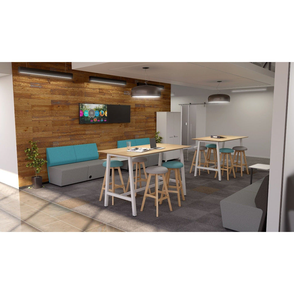 Bar Leaner in office recpetion with stools