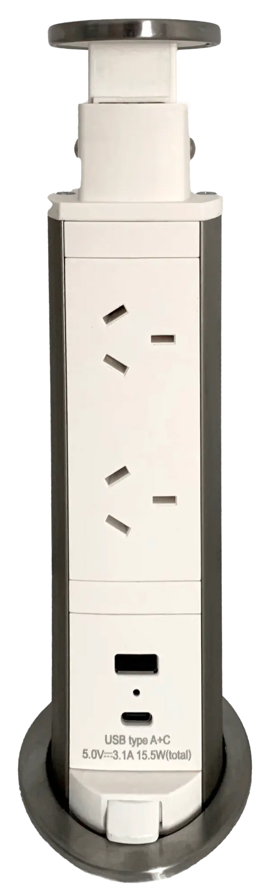 Jasper J Pop Top, desk mounted with 2 Electrical Outlets plus USB charge ports
