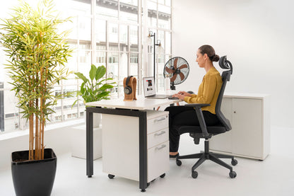 Metal Leg Desk with person working