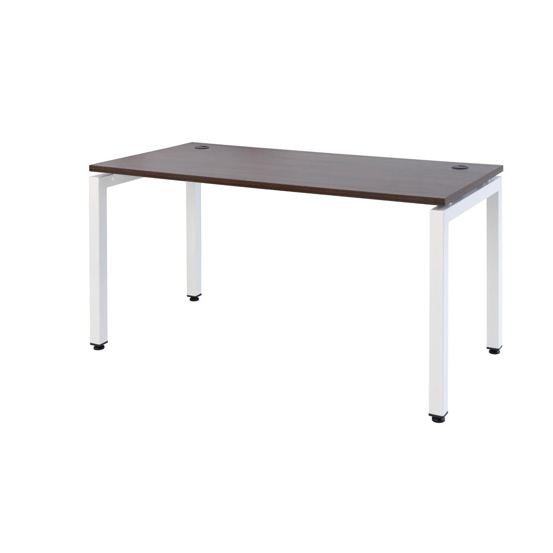 ultimo standard metal leg office desk dark oak top white frame