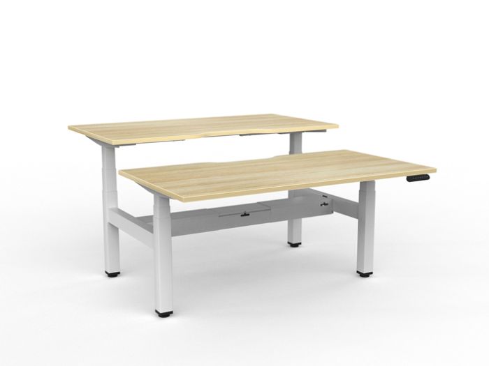 Velocity Electric 3-Column Shared Desk - Scallop