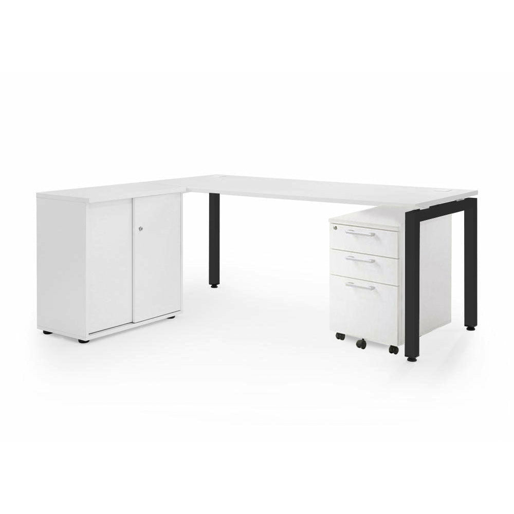 Ultimo Desk & Storage Combos Black Standard Metal Leg