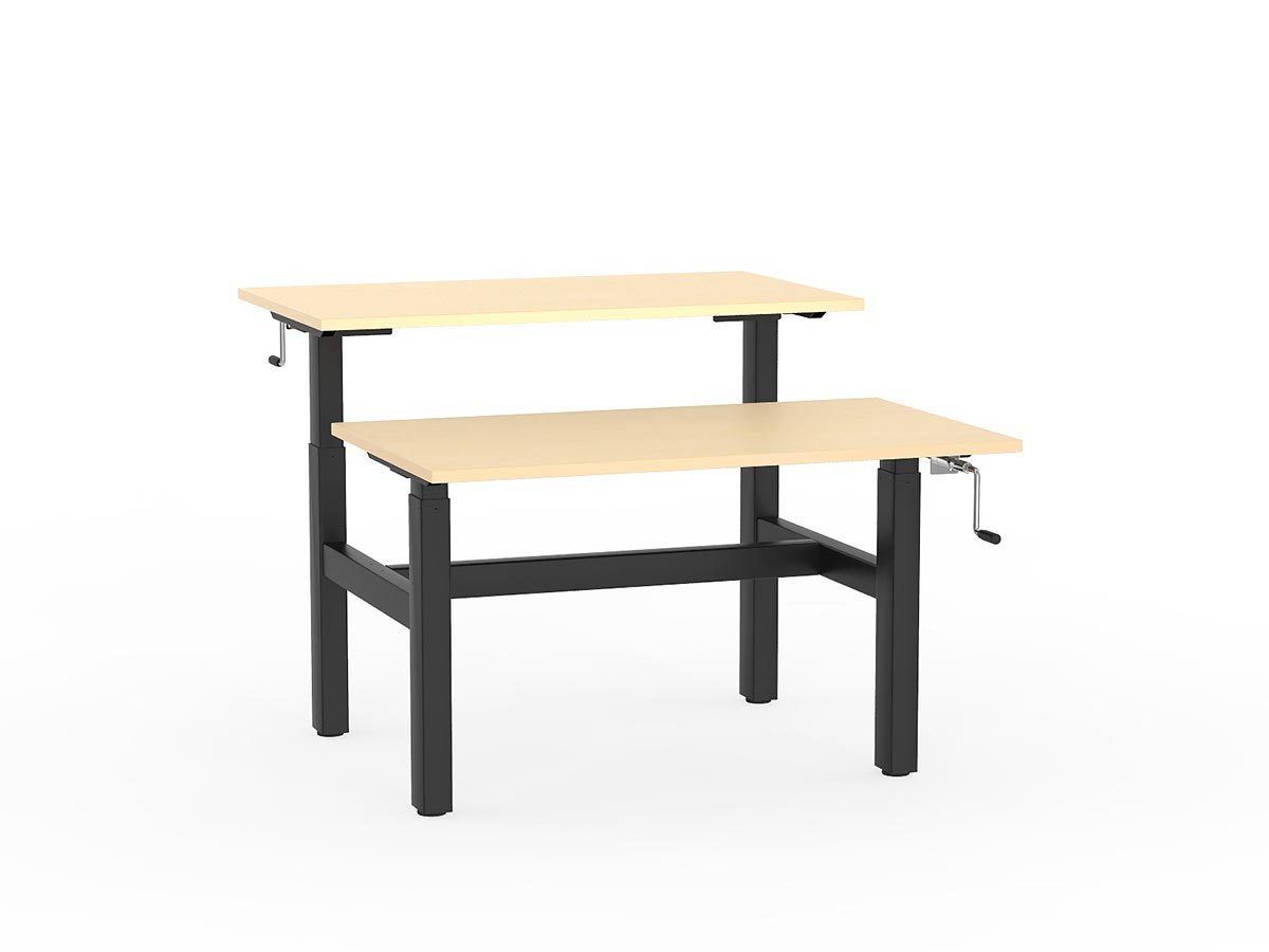double sided manual height adjustable standing desk