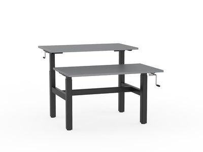 double sided manual height adjustable standing desk